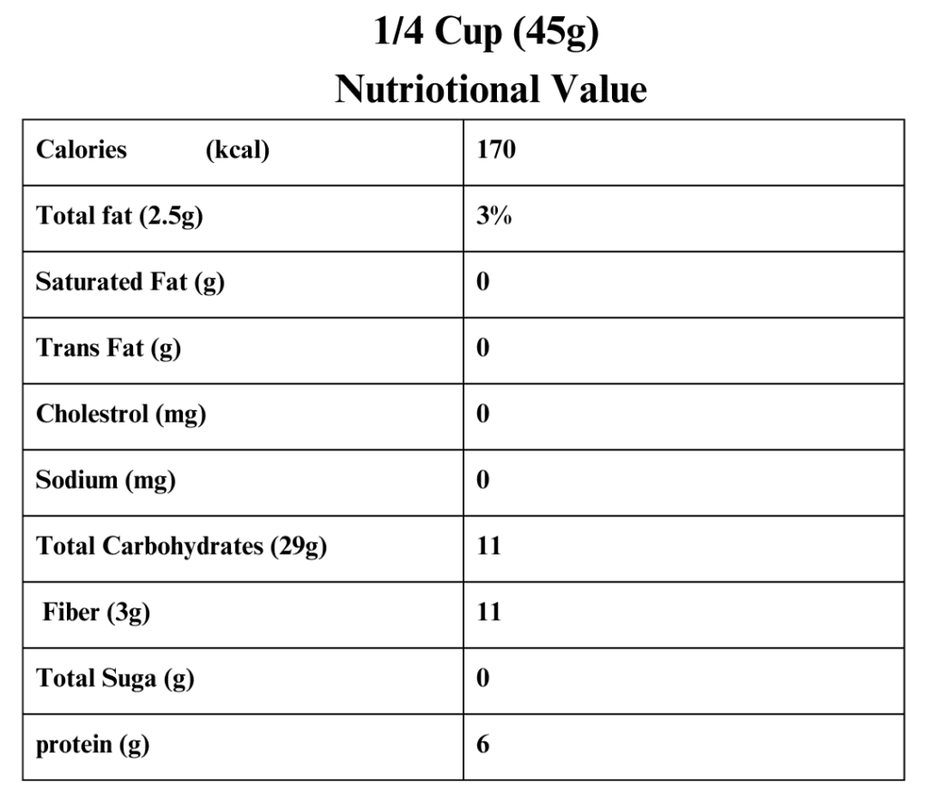 QUINOA ORGANIC NUTRITIONAL VALUE